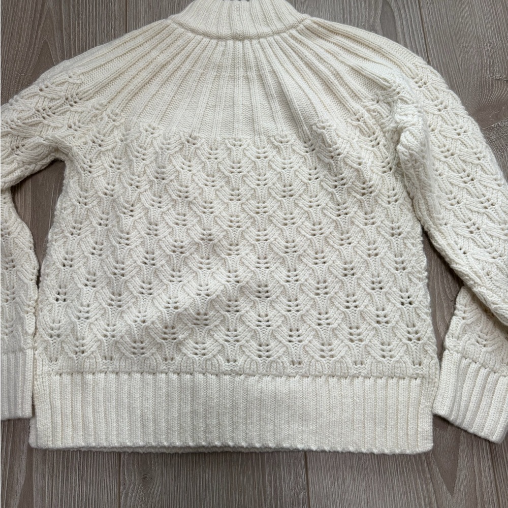 Madewell Pointelle Stitch-Mix Mockneck Sweater in Cream Aspen Skiwear Winter - Picture 5 of 6